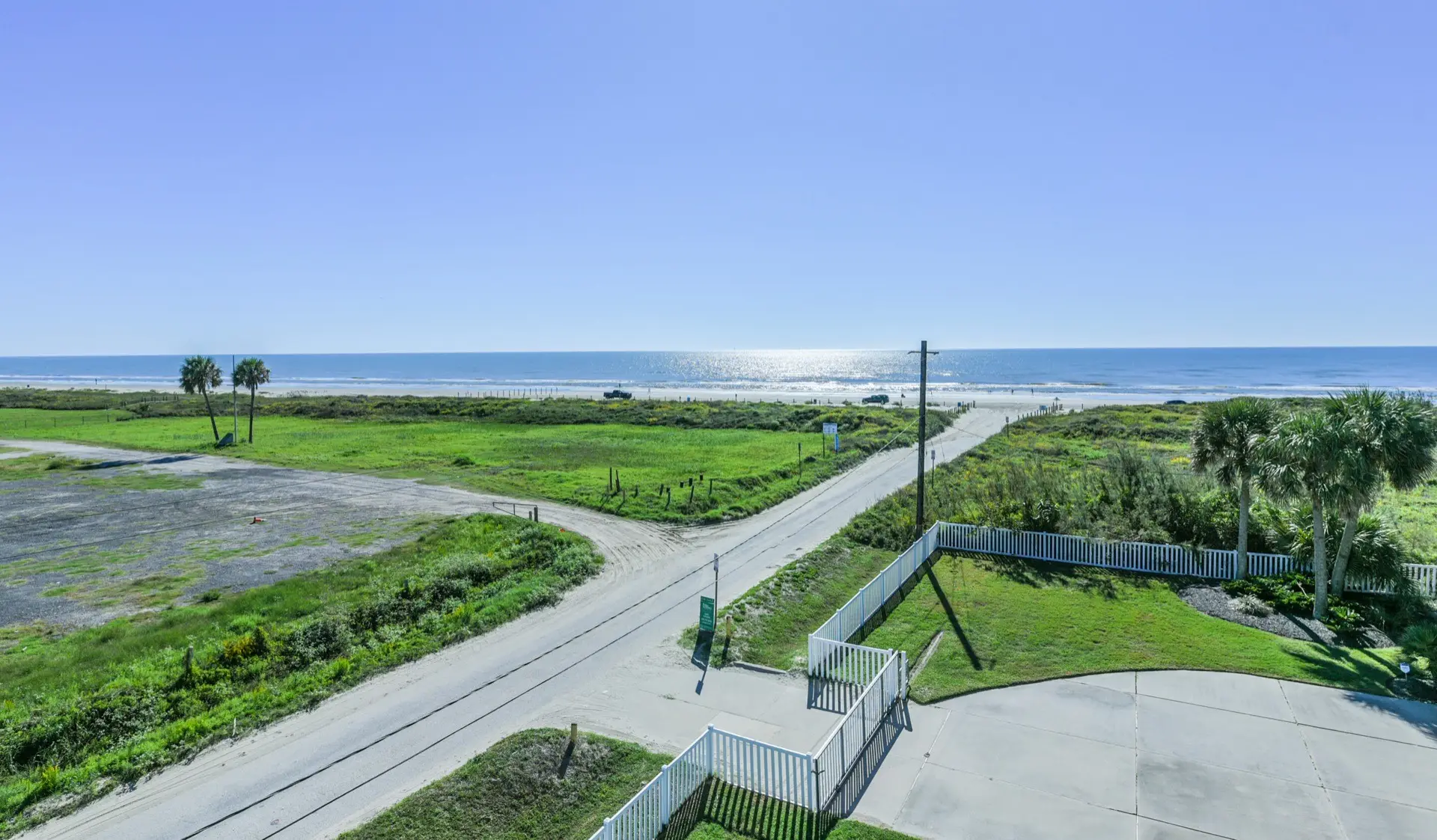Beach and shoreline view from the upper deck of 4003 Pirates Beach, Galveston Island