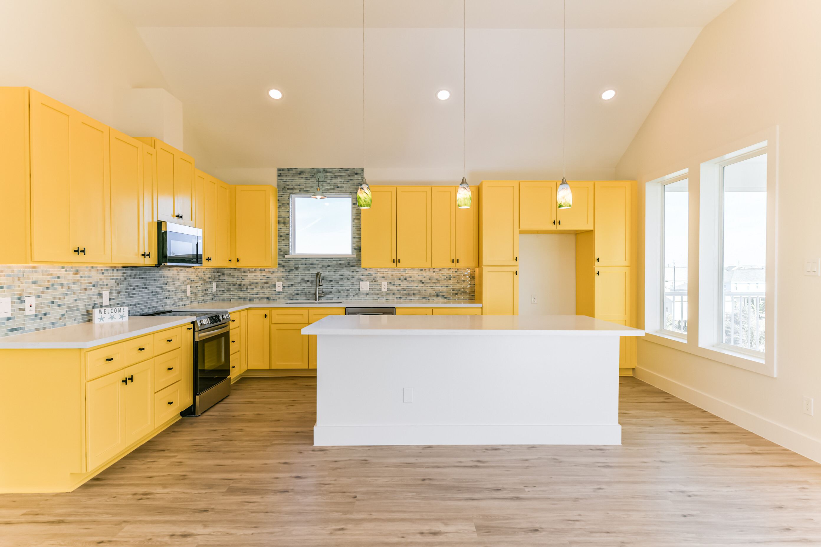 Kitchen yellow cabinets